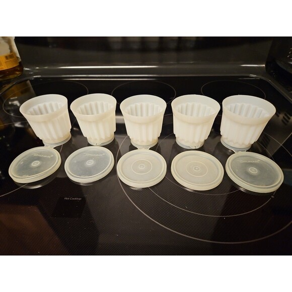 Set Of 5 Vintage Tupperware Jel-ette Jello Single Mold Cups With Lids #297 - Picture 1 of 9